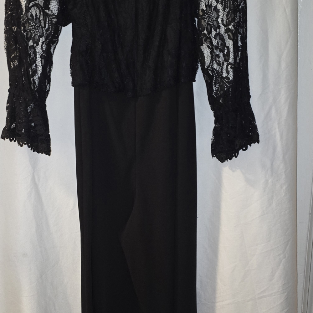 Adrianna Papell Black Lace Detail Jumpsuit